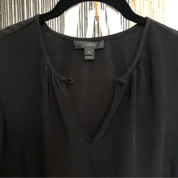 J. Crew 100% Silk Black Blouse with Bell Sleeves - Picture 2 of 4